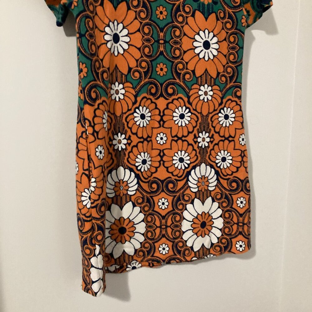 Anthropologie Orange Green Floral Mini Dress - Picture 13 of 14